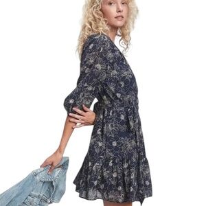 GAP Floral Navy 100% Cotton Small Mini Dress